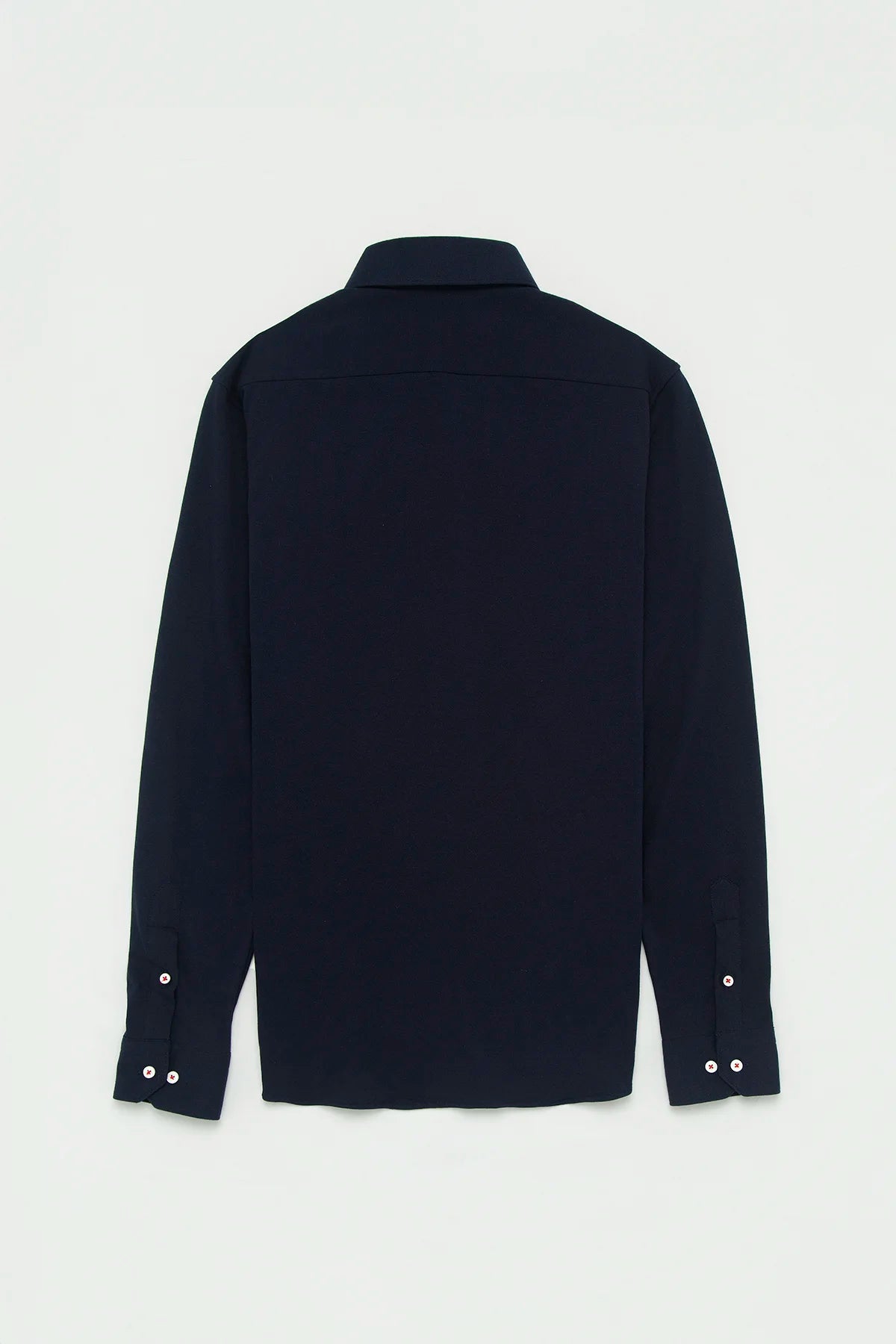 Camisa Piqué Botón Contraste Algodón Azul Oscuro